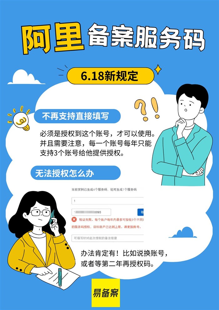 阿里云备案服务码新规